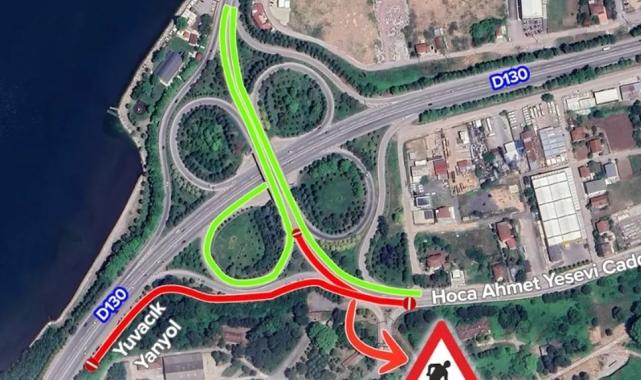 Kocaeli'de Başiskele istikametinde yol çalışması