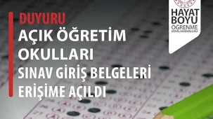 Açık Öğretim e-Sınav giriş belgeleri erişime açıldı
