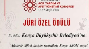 Konya AKOM’a uluslararası kongreden jüri özel ödülü
