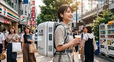 Sıcaklara Japon İcadı Çözüm: Sokakta 'İnsan Buzdolabı' Devri Başladı!