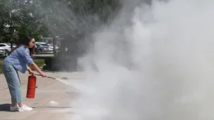 Konya Selçuklu'da uygulamalı yangın eğitimi