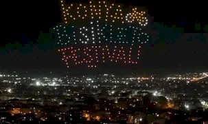 Konya Taş Bina'da festivale özel video mapping ve drone gösterisi büyüledi