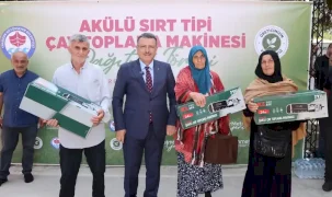 Trabzon'da çay üreticisine şarjlı makine desteği