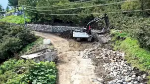 Ordu Fatsa’da yol güvenliği için taş duvar